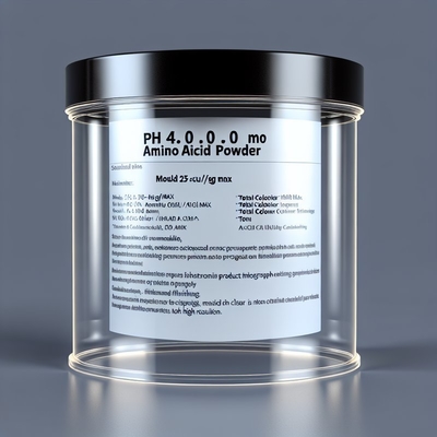 Polvere di aminoacidi pH 4.0-6.0 con muffa 25UFC/g Max Totale colonie 1000UFC/g Max
